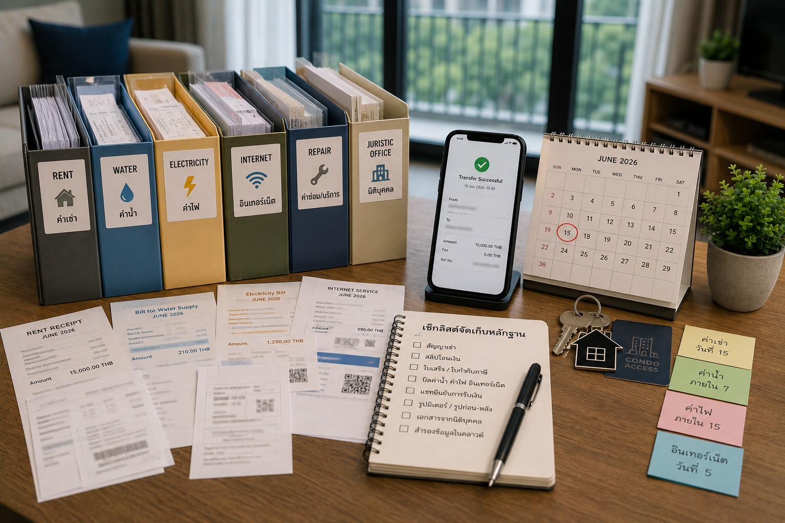 Organizing condo bills and payment proof in Thailand