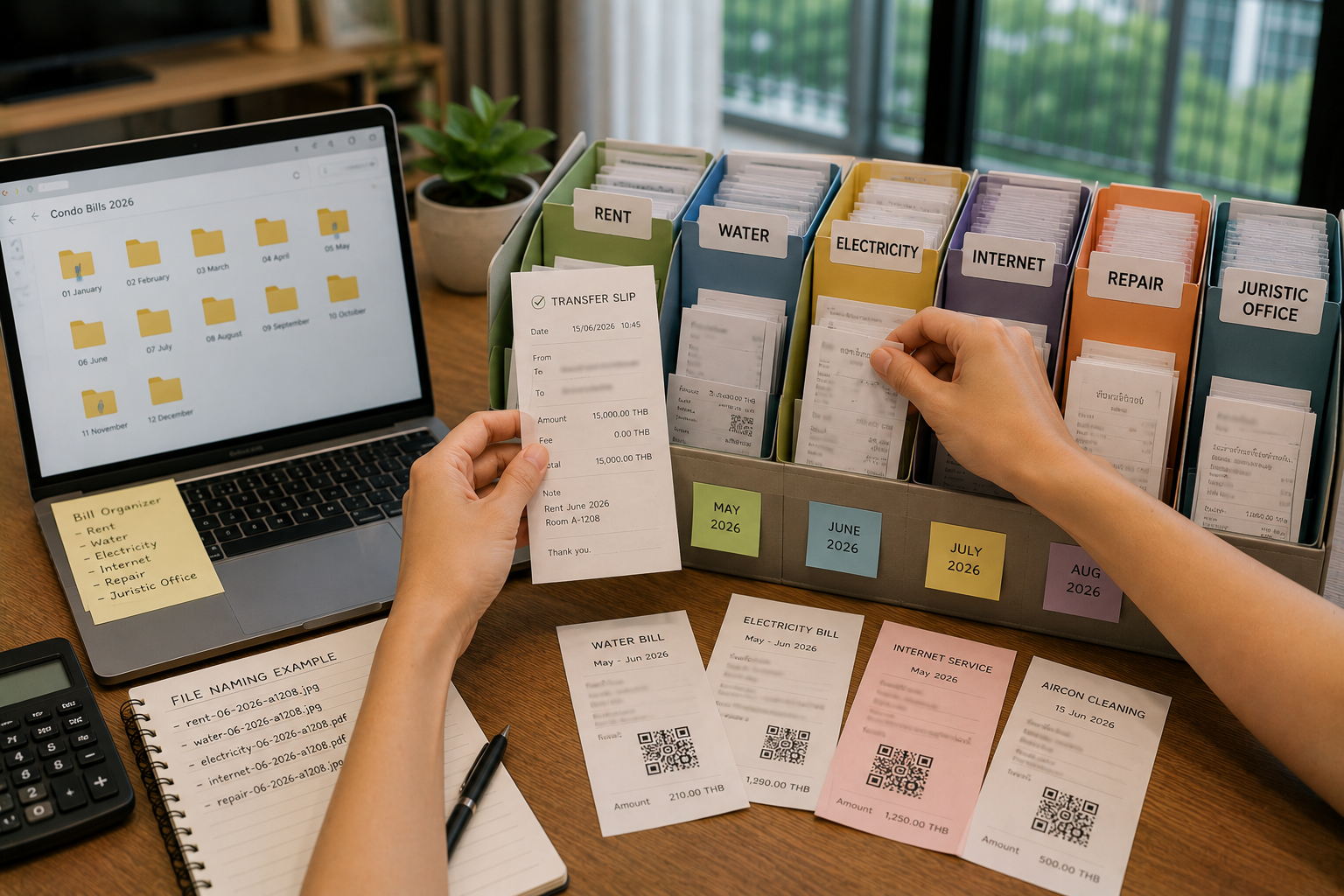 Separating condo bills by month and expense type so evidence is easy to find