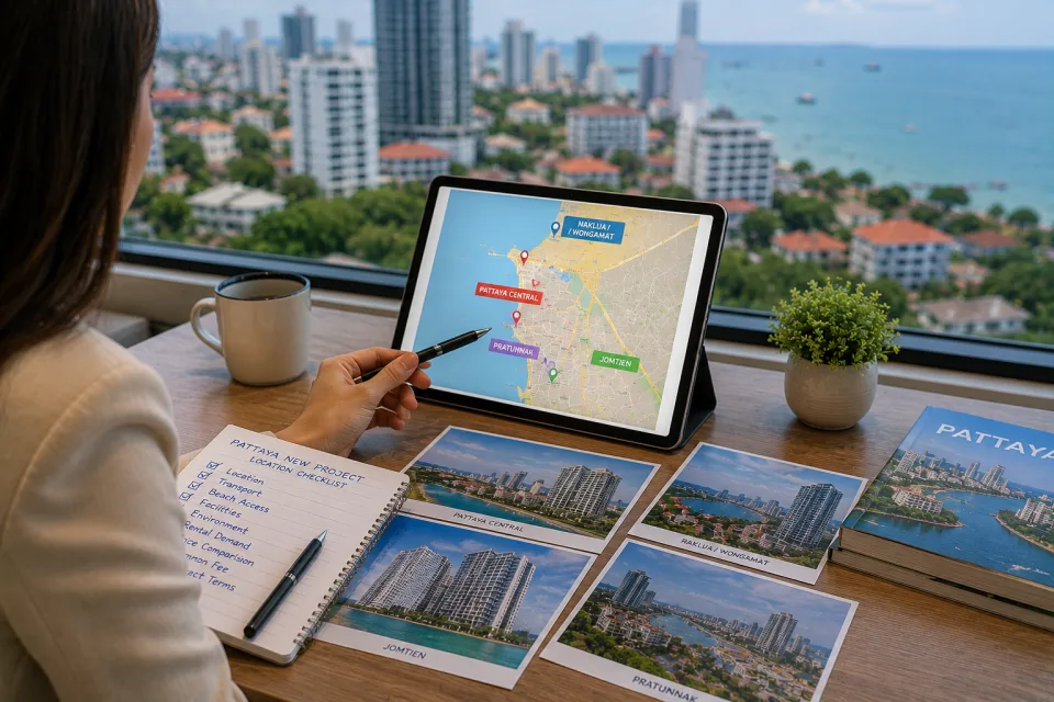 Comparing Pattaya condo locations before choosing a new project