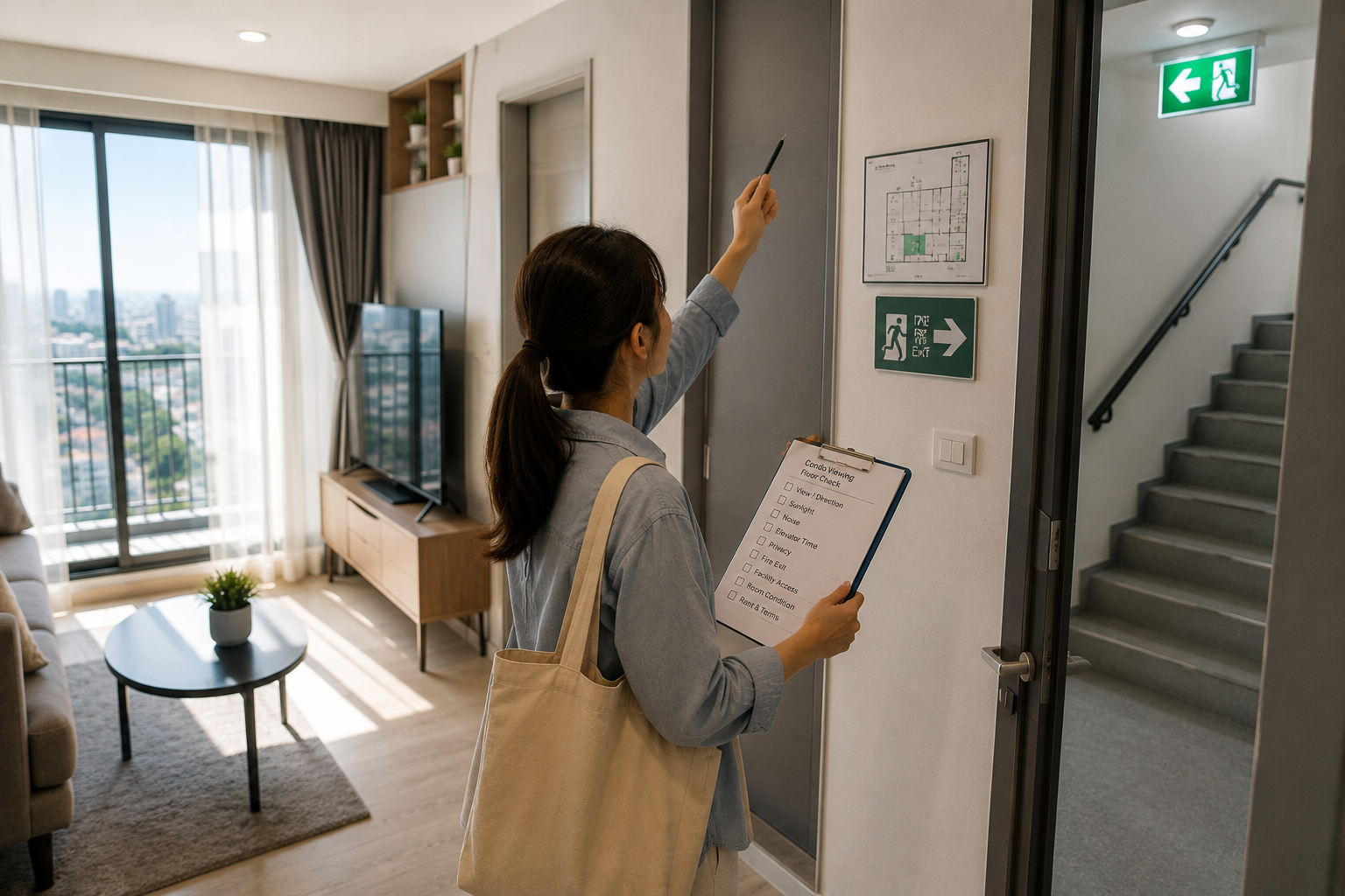 Checking the balcony, escape route, sunlight, and comfort before choosing a condo floor