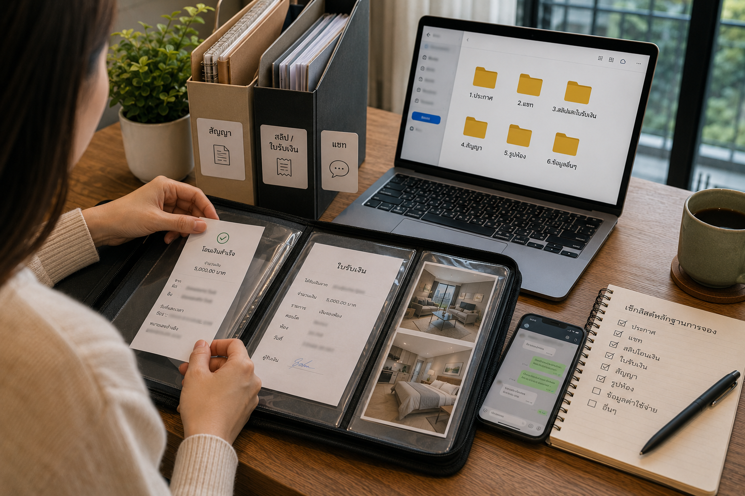 Keeping the transfer slip, receipt, and chats after transferring a condo booking payment